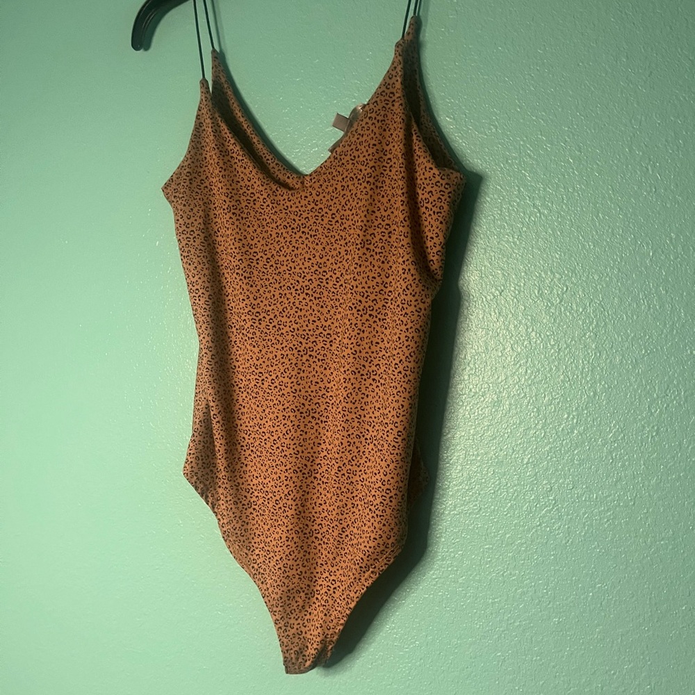 Rust Brown Leopard Print One-Piece Bodysuit